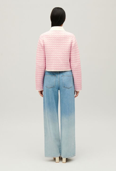 Cardigan en maille bicolore