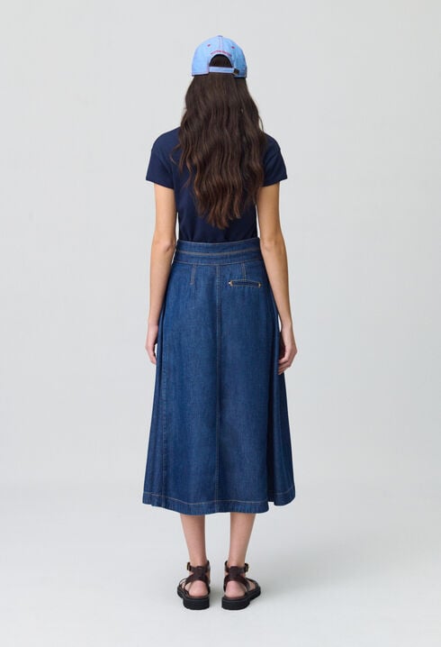 Jupe denim longue à boutons