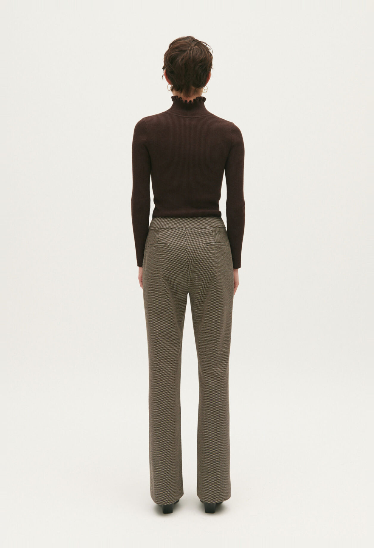 Pantalon droit imprimé chocolat