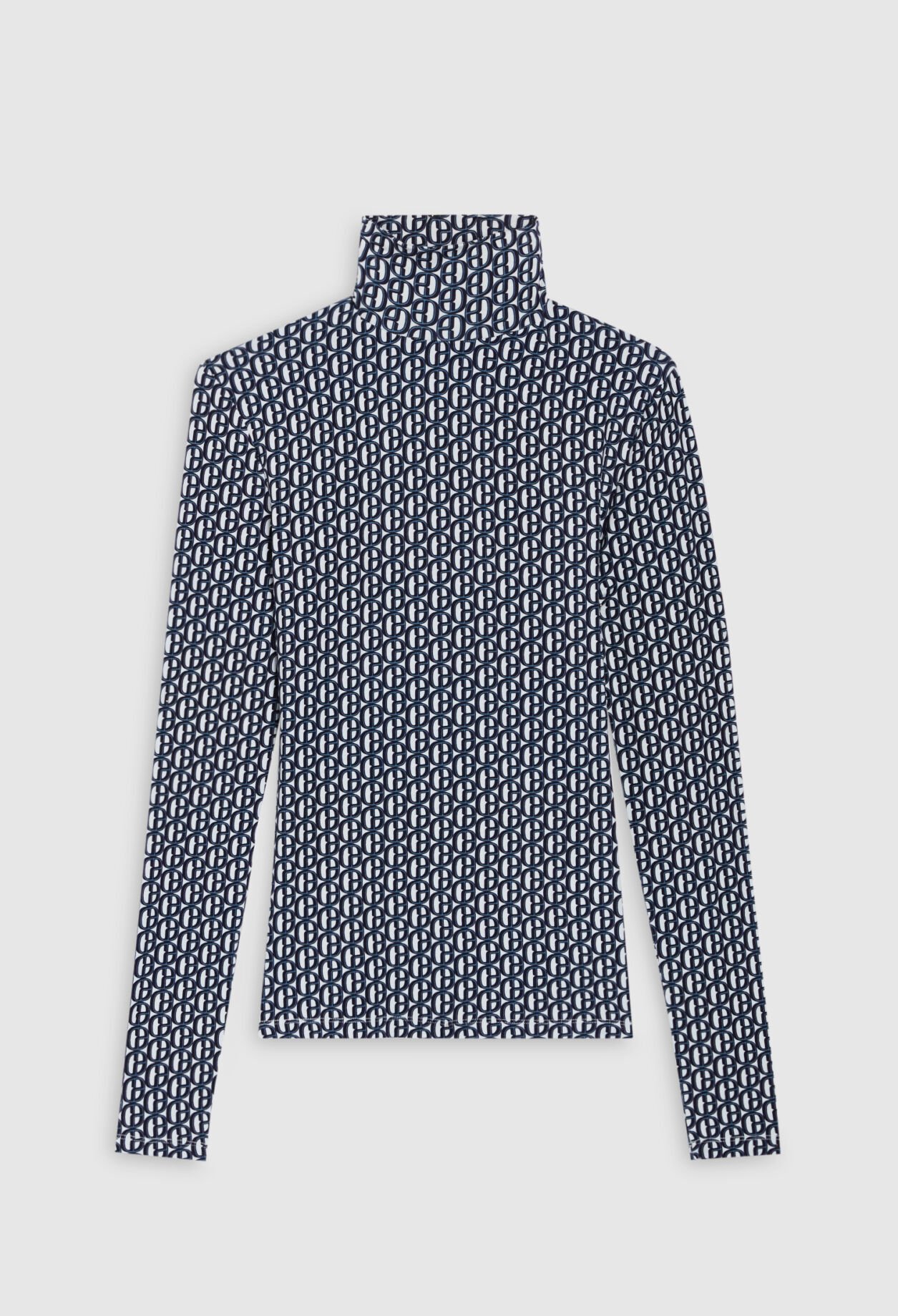 T-shirt col roulé monogramme bleu 