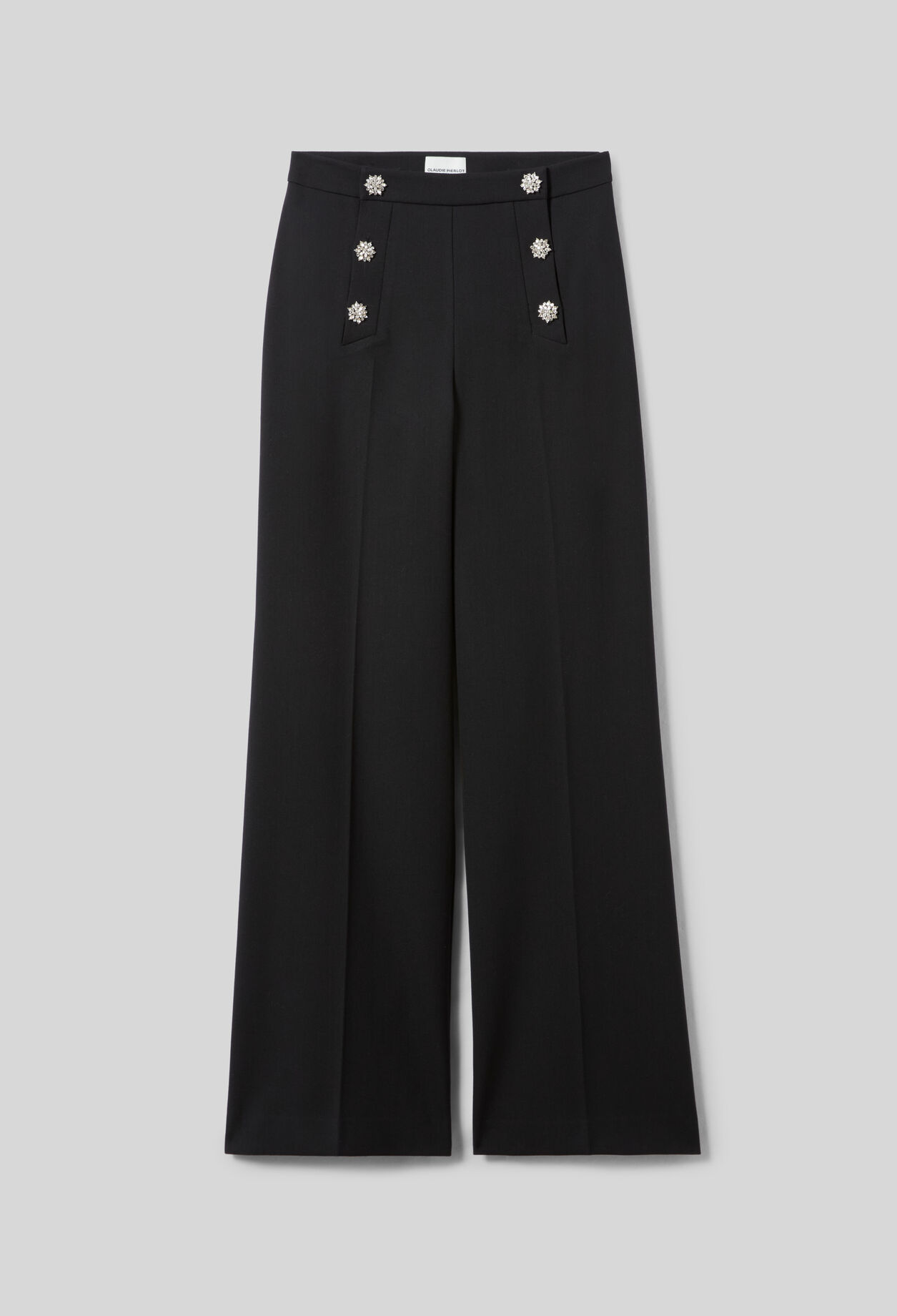 Pantalon jambes droites boutons bijoux