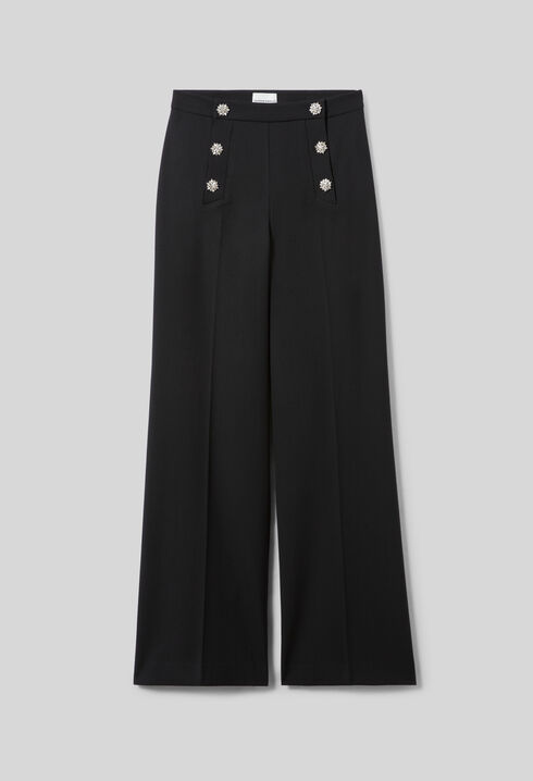 Pantalon jambes droites boutons bijoux