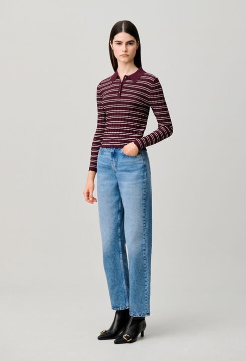 Jean droit denim delav&eacute;
