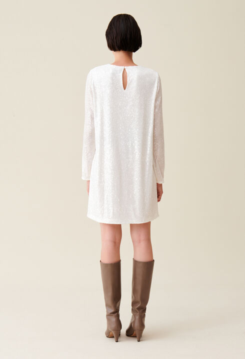 Robe courte Rififi sequins écrue