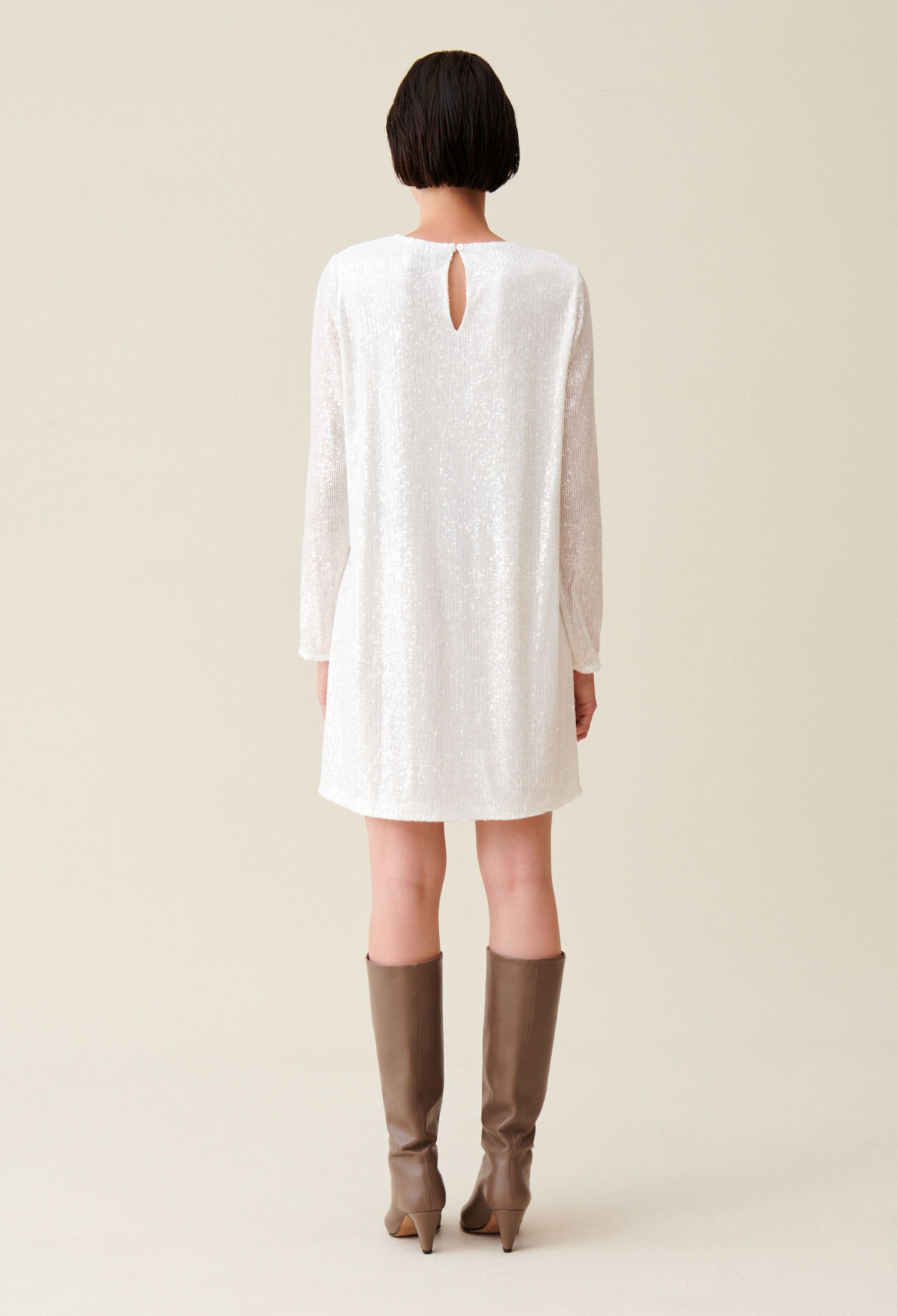 Robe courte Rififi sequins écrue