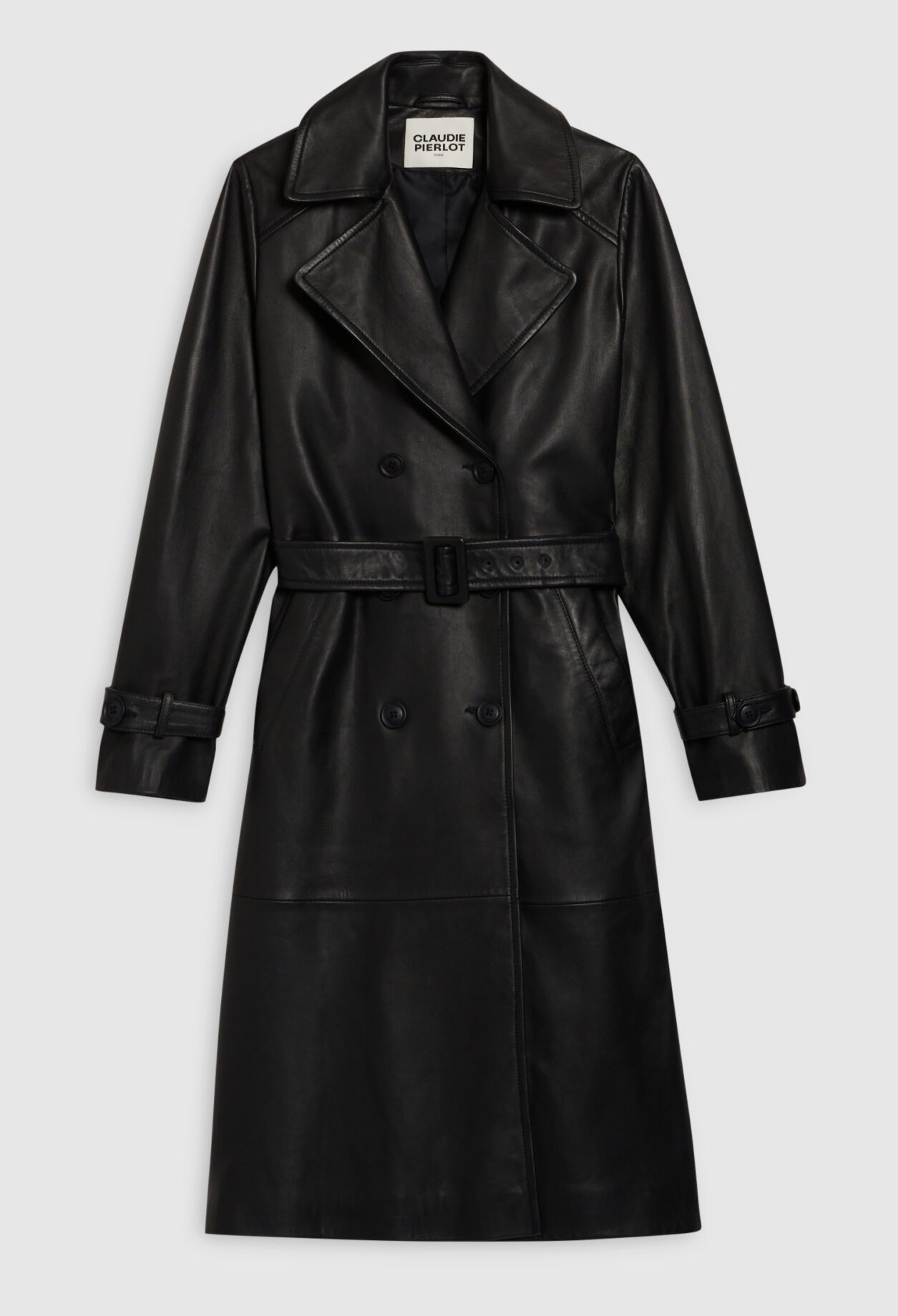 Trench marine cuir lisse