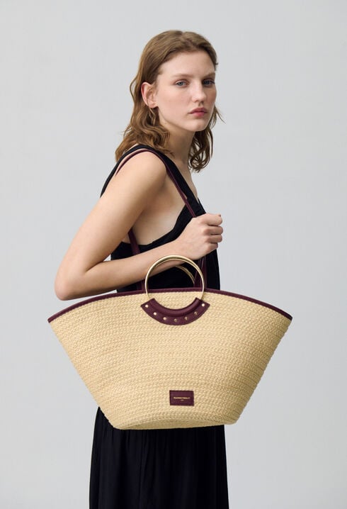 Panier raphia tressé à anses