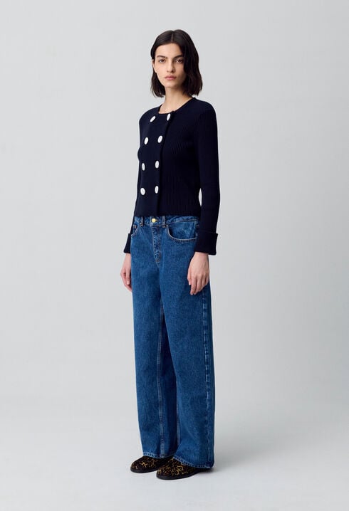 Cardigan laine mélangée boutonné