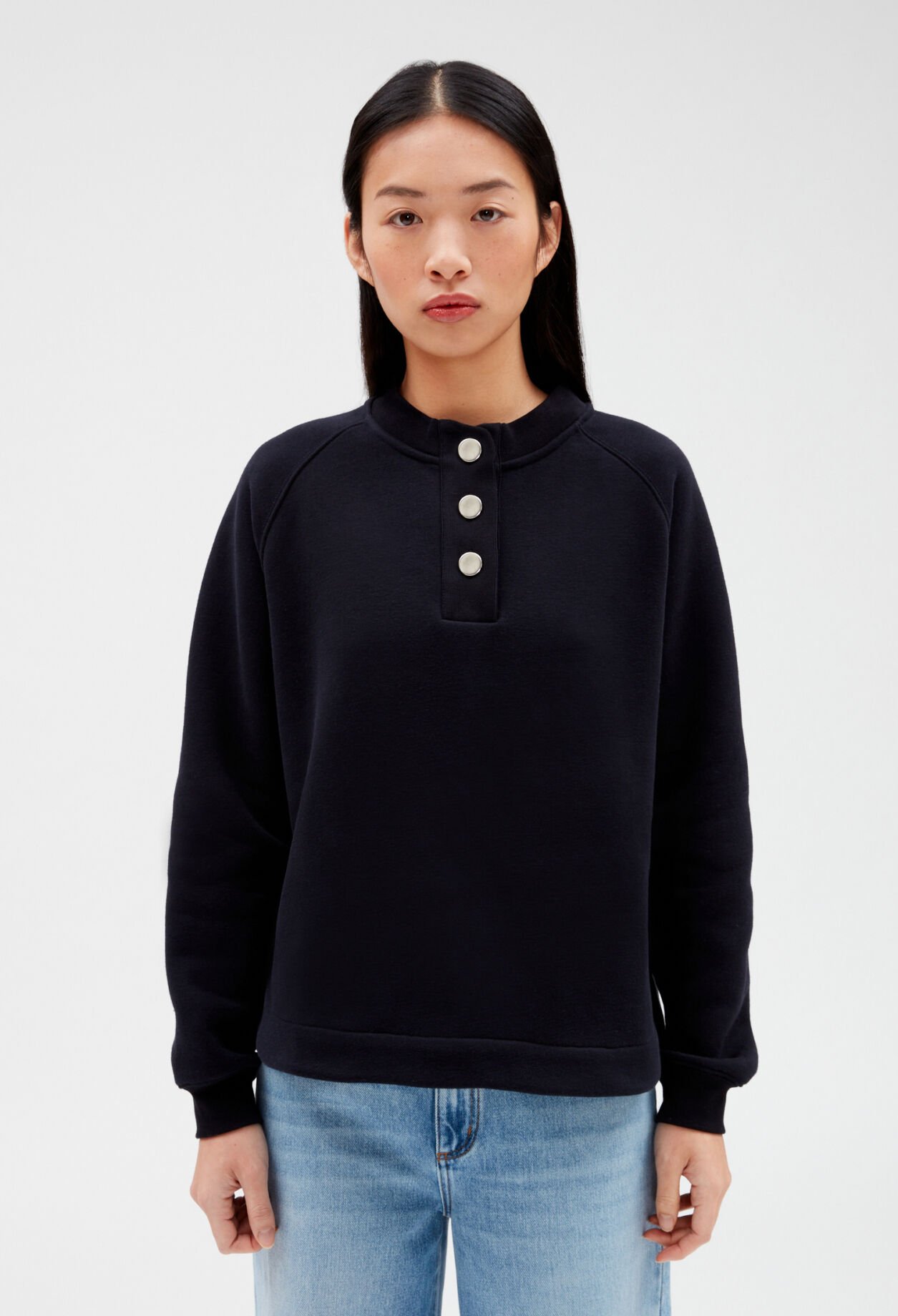 Sweatshirt col amovible marine