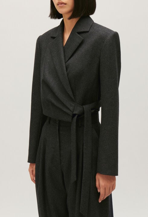 Veste tailleur courte gris chiné