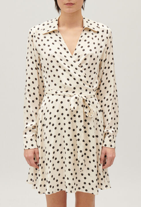 Robe portefeuille imprim&eacute; noir et blanc