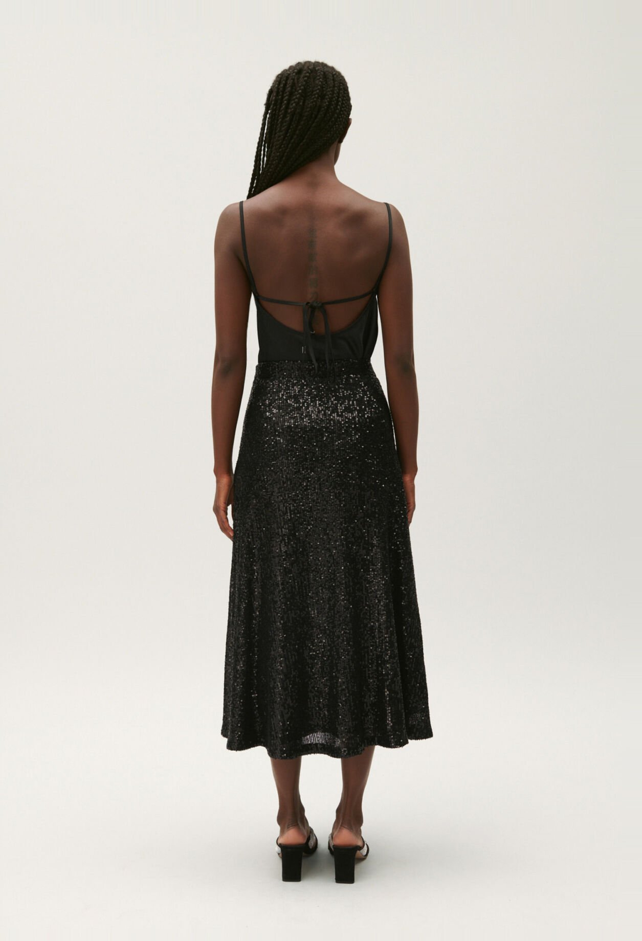 Jupe midi sequins noire