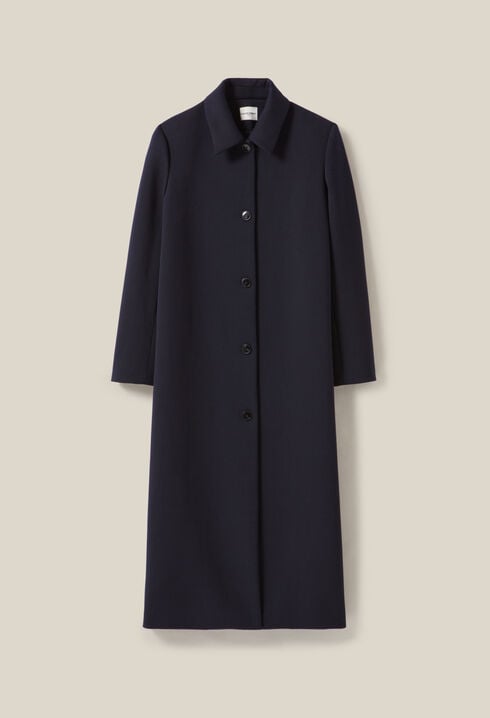 Manteau long coupe droite bleu