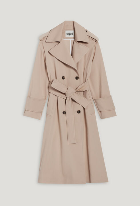 Trench long coton beige 