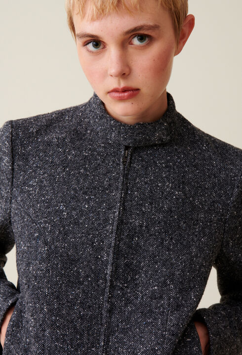 Veste courte laine mélangée grise