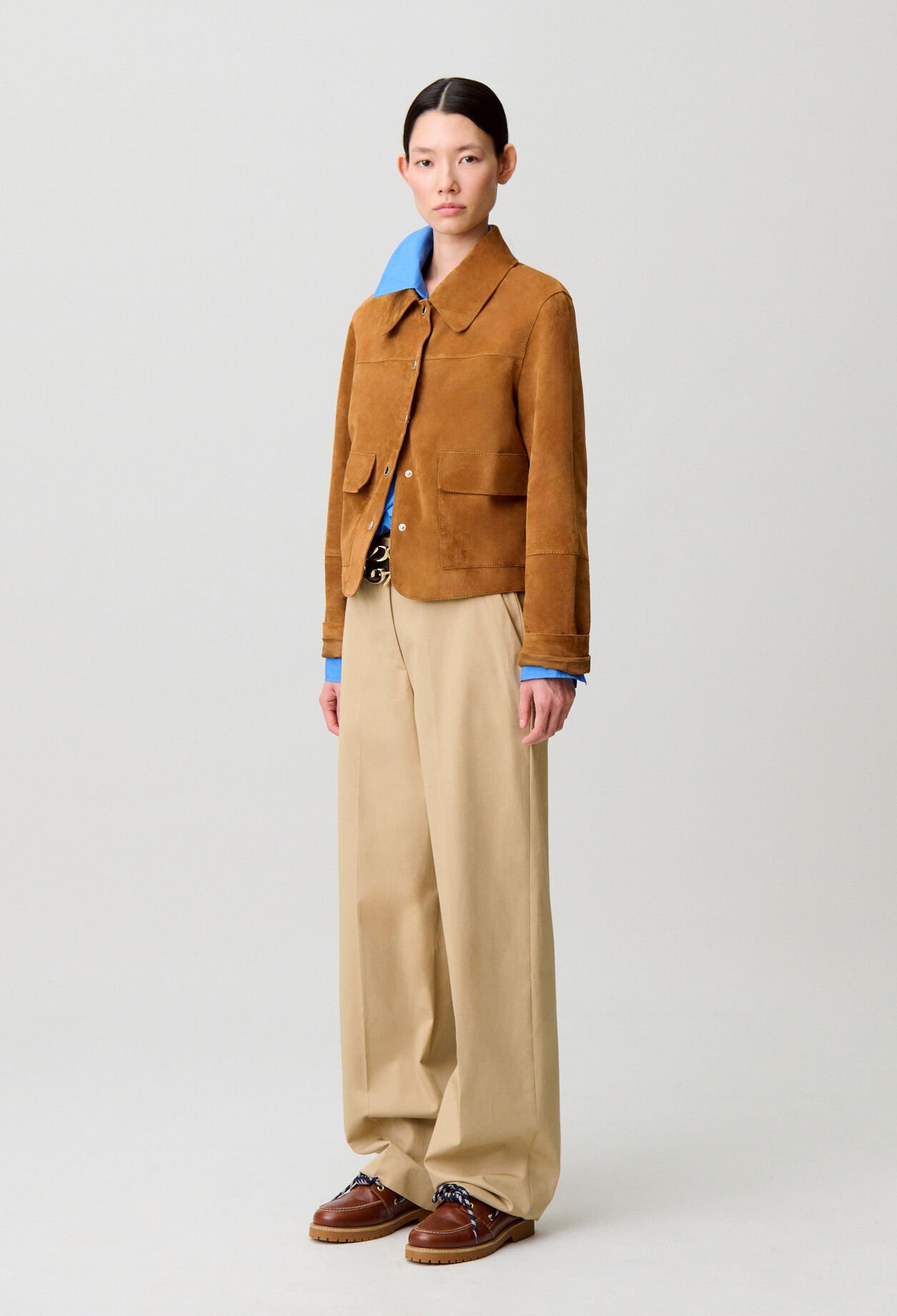 Veste cuir su&egrave;de