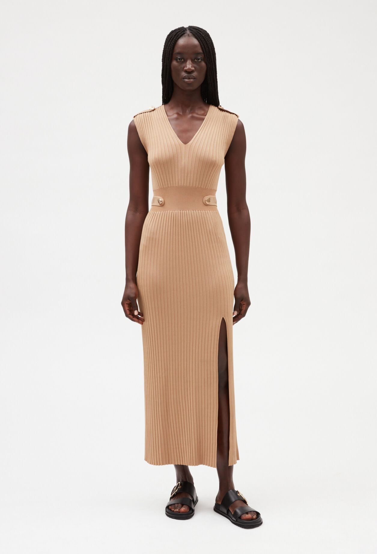 Robe longue maille beige pour femme Claudie Pierlot