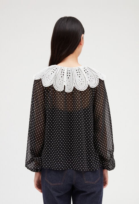 Blouse à pois col Claudine