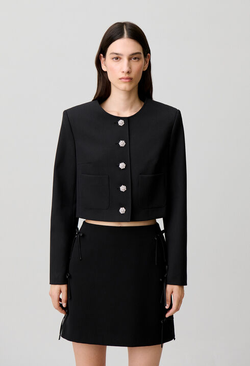 Veste courte boutons bijoux