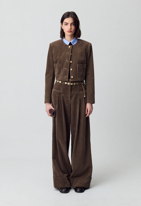 Pantalon large velours
