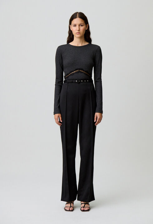 Pantalon droit satiné