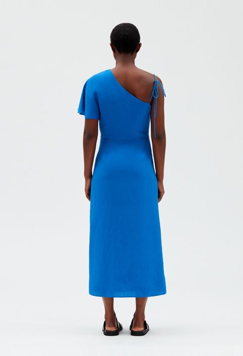 Robe midi asymétrique bleue