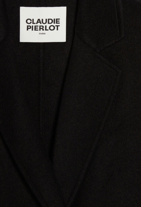 Manteau noir droit mi-long