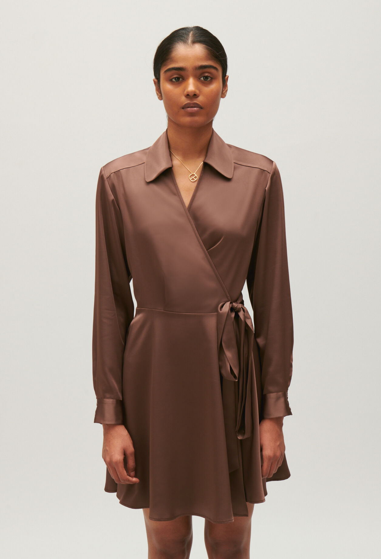 Robe courte fluide Rixie marron glace pour femme Claudie Pierlot