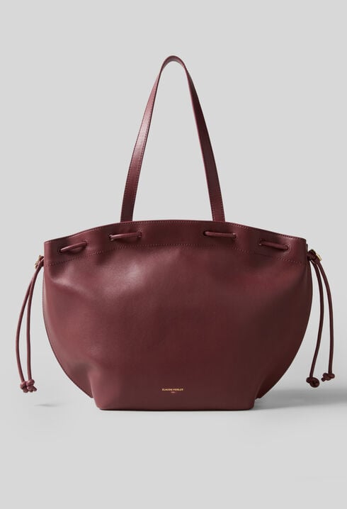 Cabas cuir lisse souple logo dor&eacute;