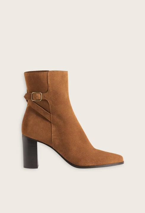 Bottines cuir suède caramel