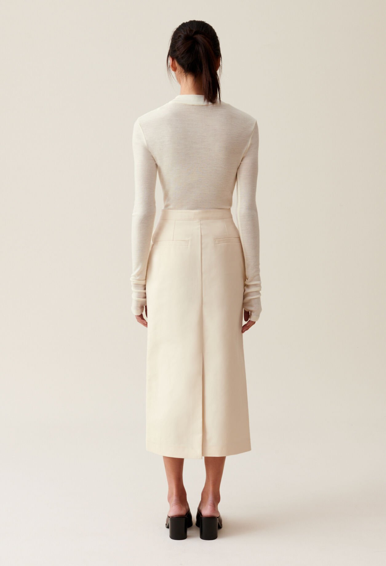 Jupe midi beige clair