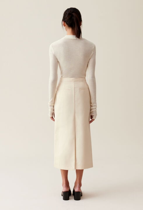 Jupe midi beige clair