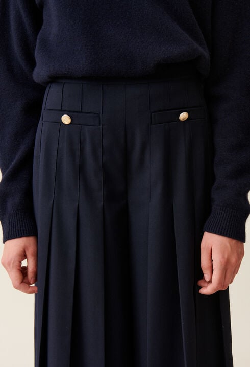 Pantalon plissé ample bleu marine 