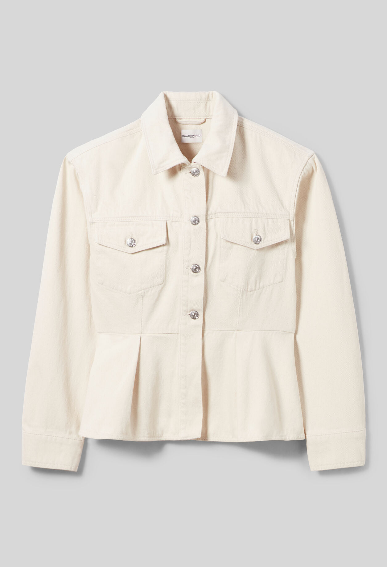 Blouson denim &eacute;cru manches longues