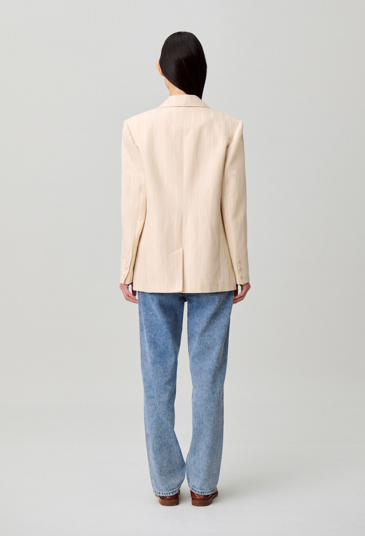 Blazer fines rayures viscose lin