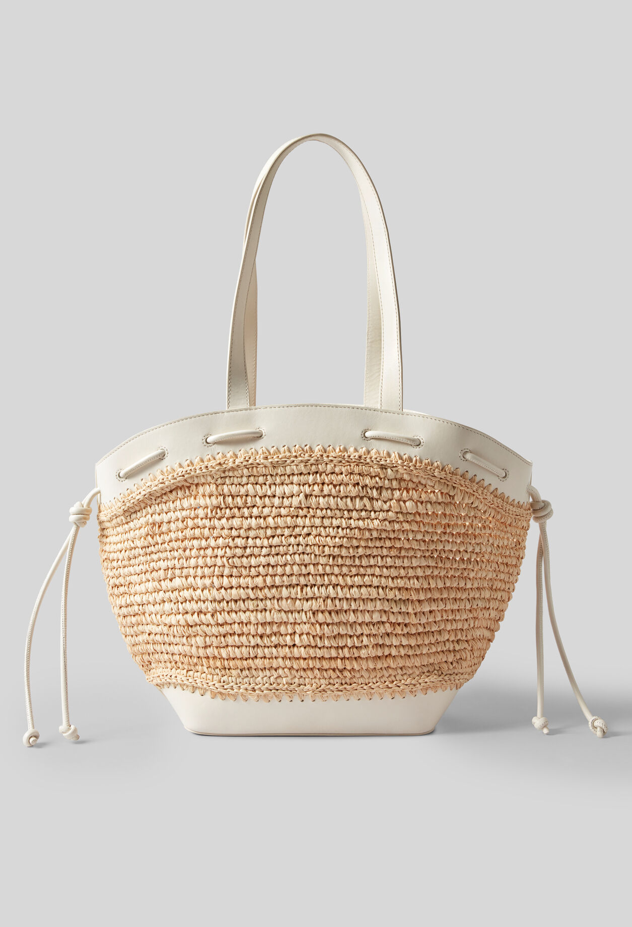 Panier raphia cuir