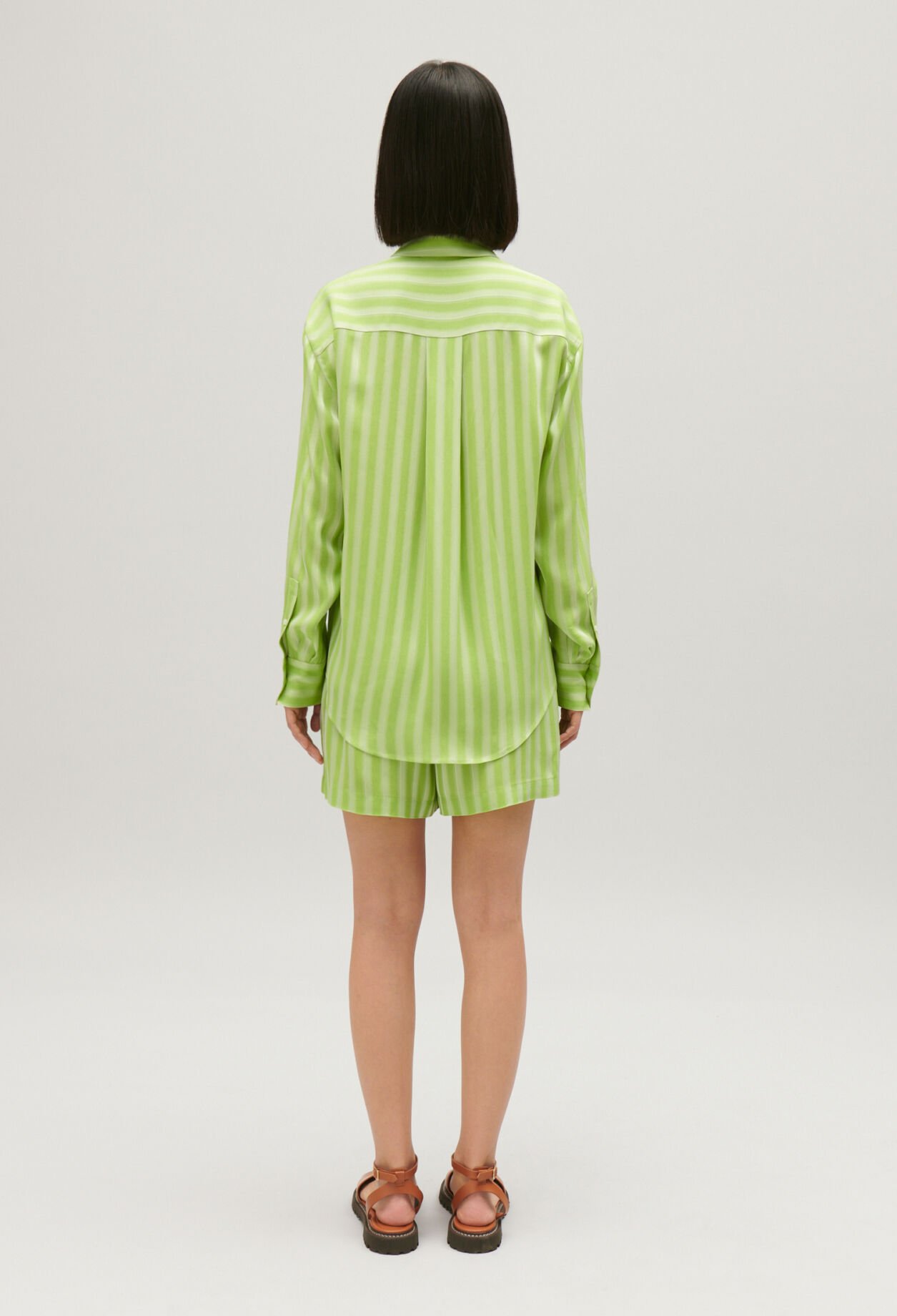 Chemise fluide rayures matcha