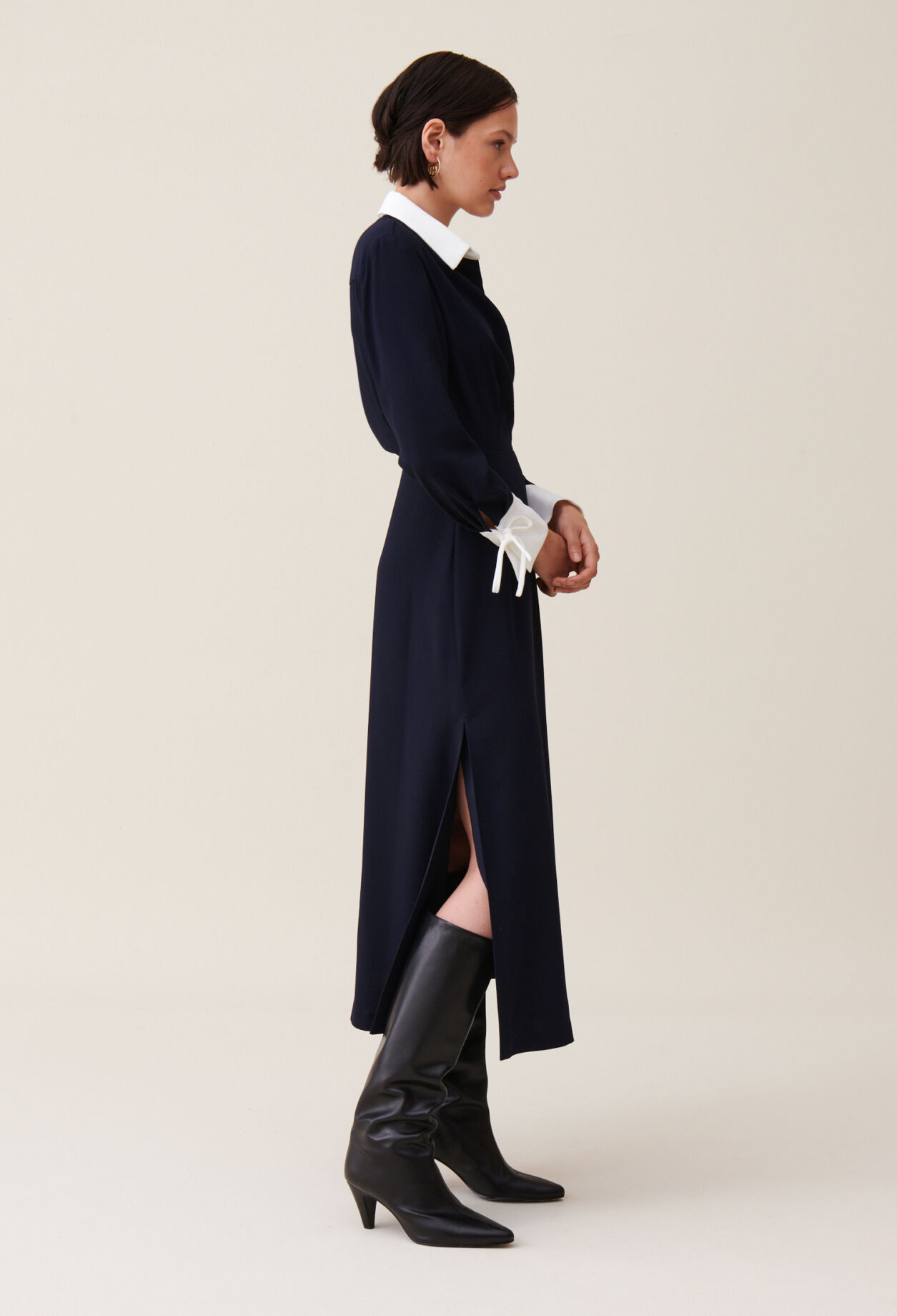 Robe longue fluide croisée marine