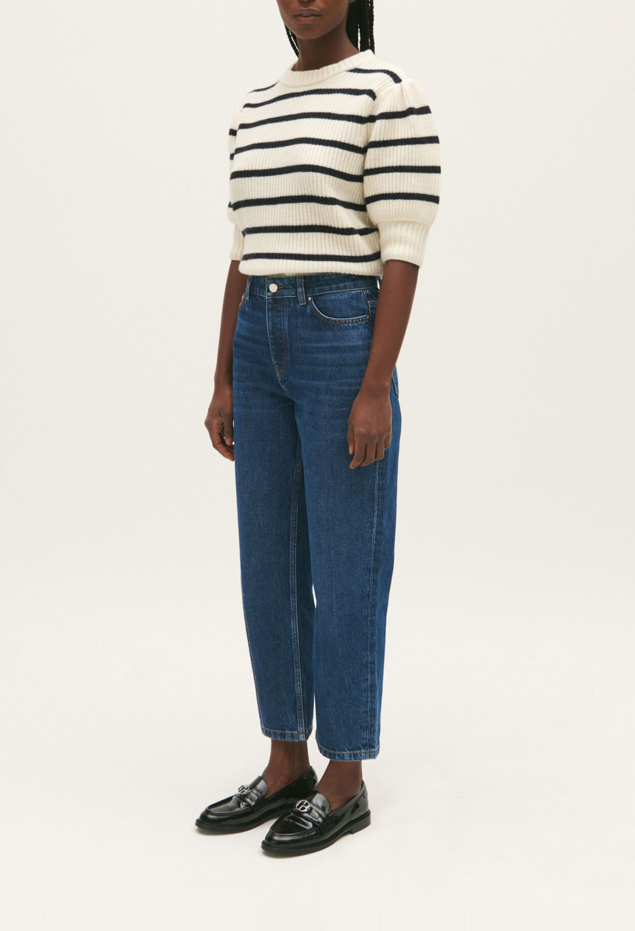 Jean mom bleu foncé