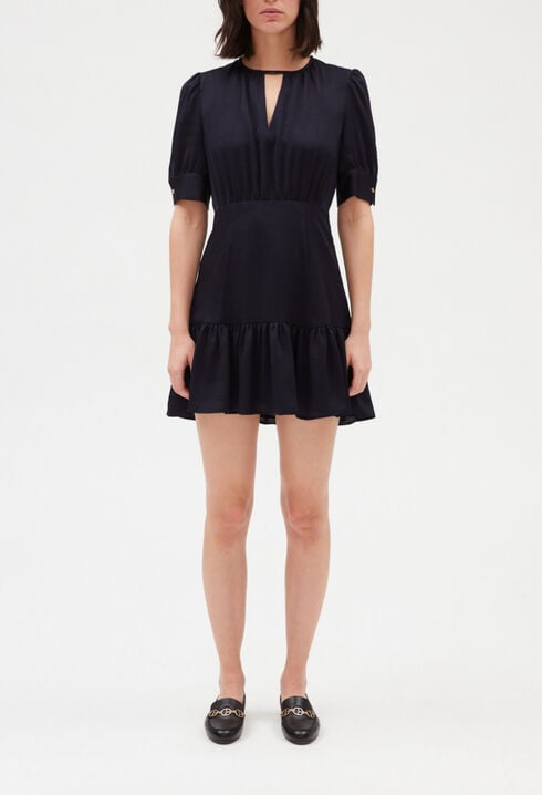 Robe courte volantée marine