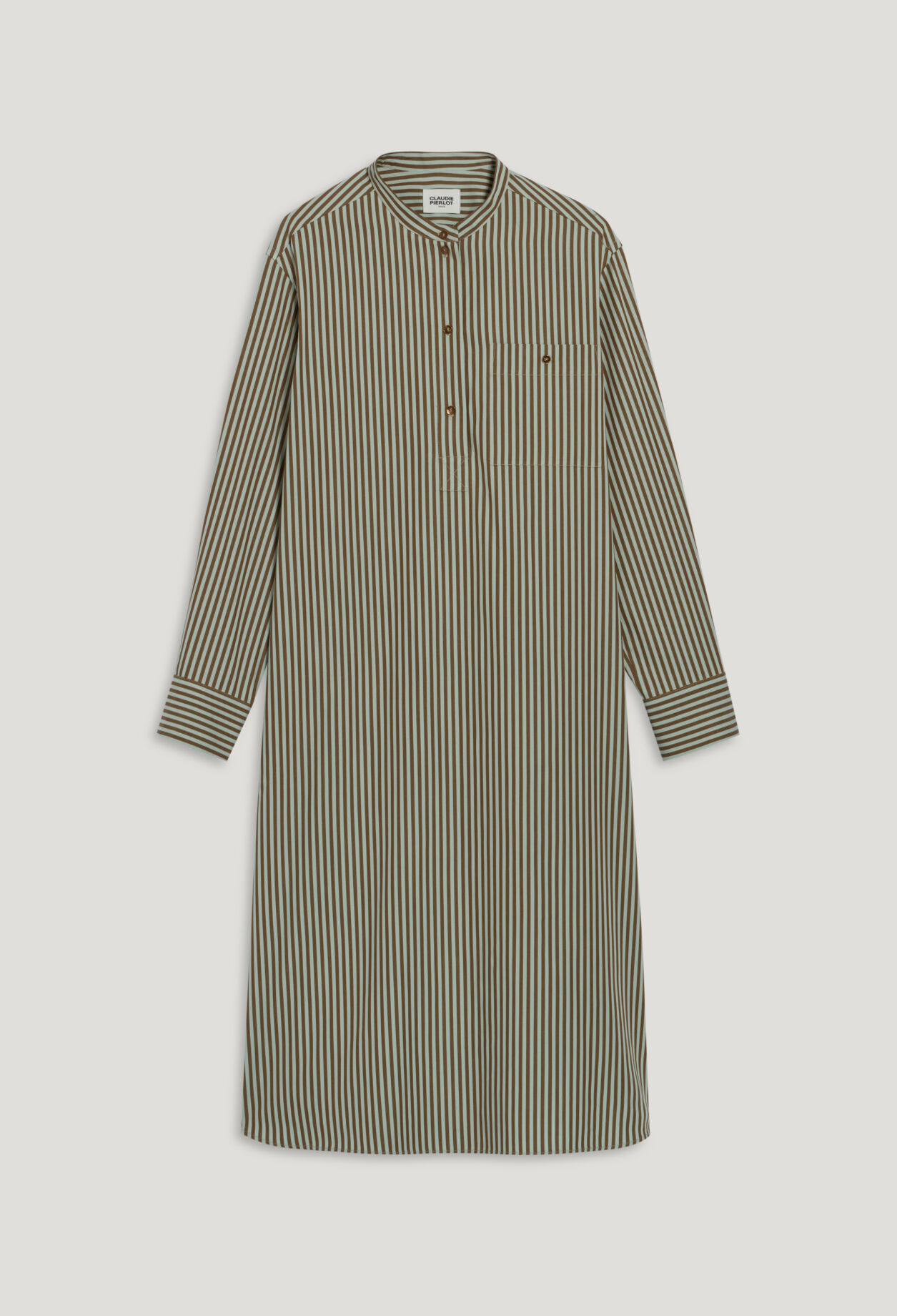 Robe longue rayures verte