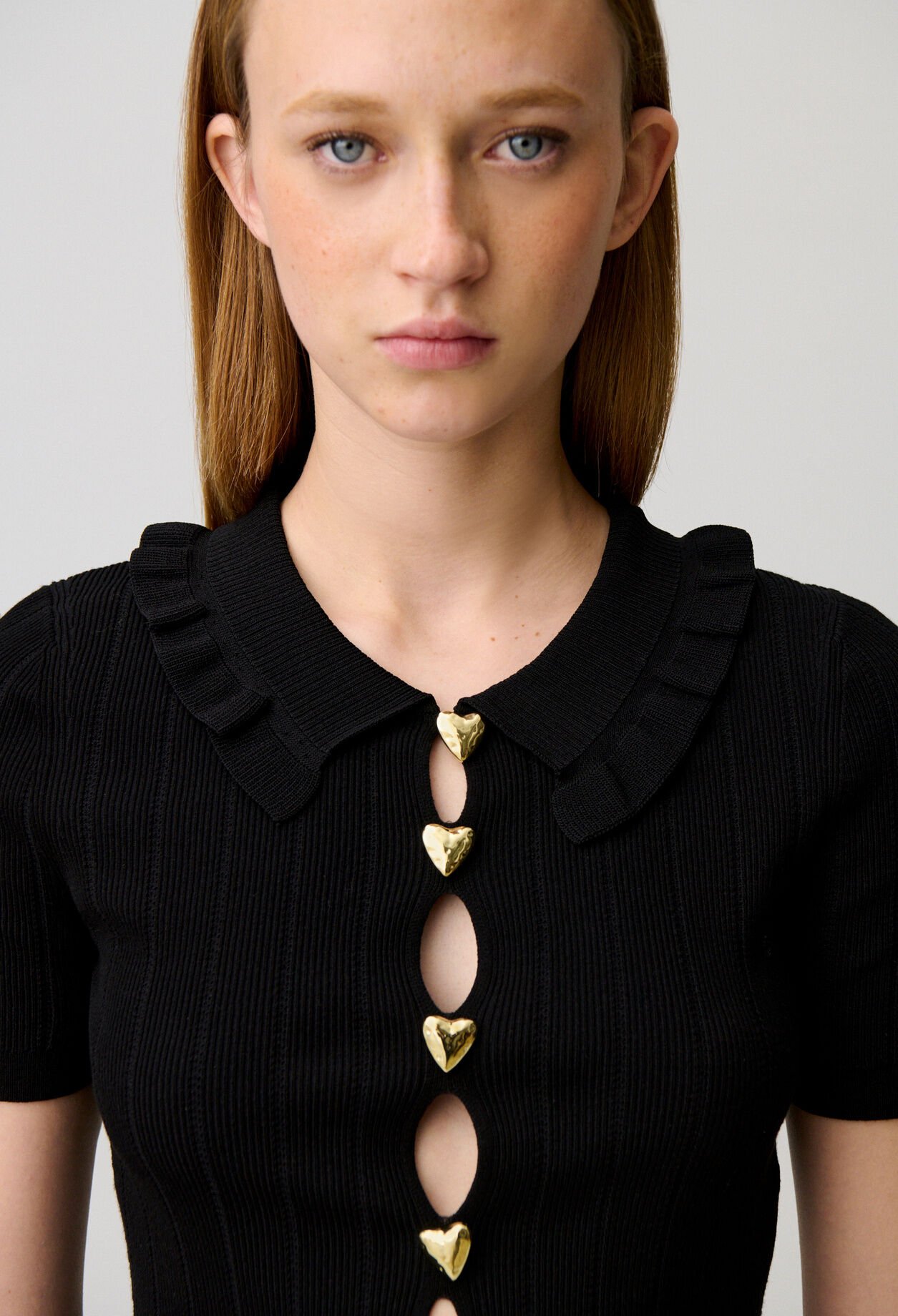 Top maille coeurs ajour&eacute;s