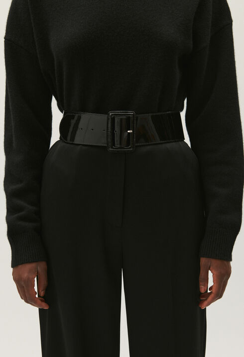 Ceinture large vernie noire