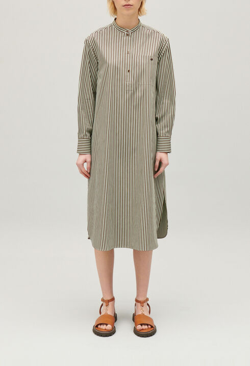 Robe longue rayures verte