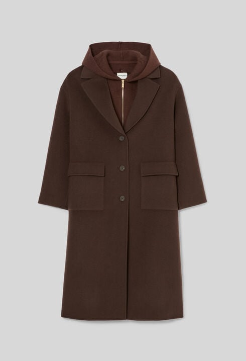Manteau long laine col tailleur