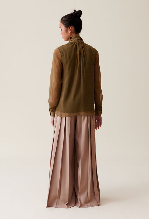 Blouse lavallière carreaux fluide