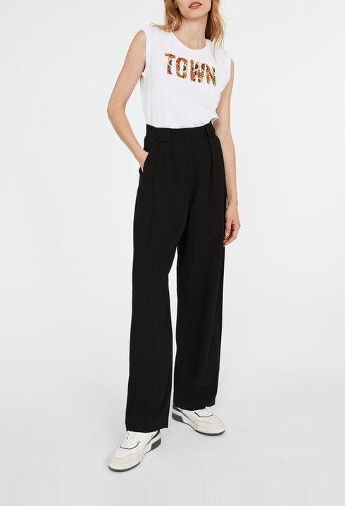 Pantalon tailleur fluide noir