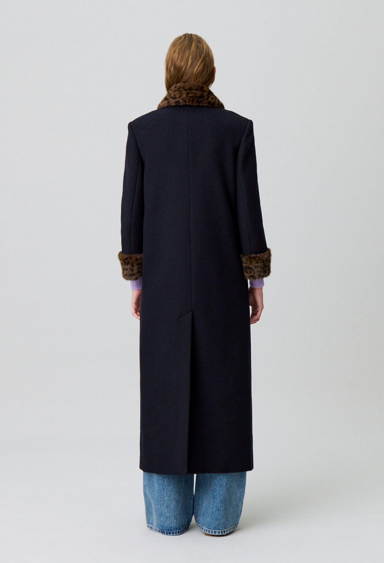 Manteau long laine léopard