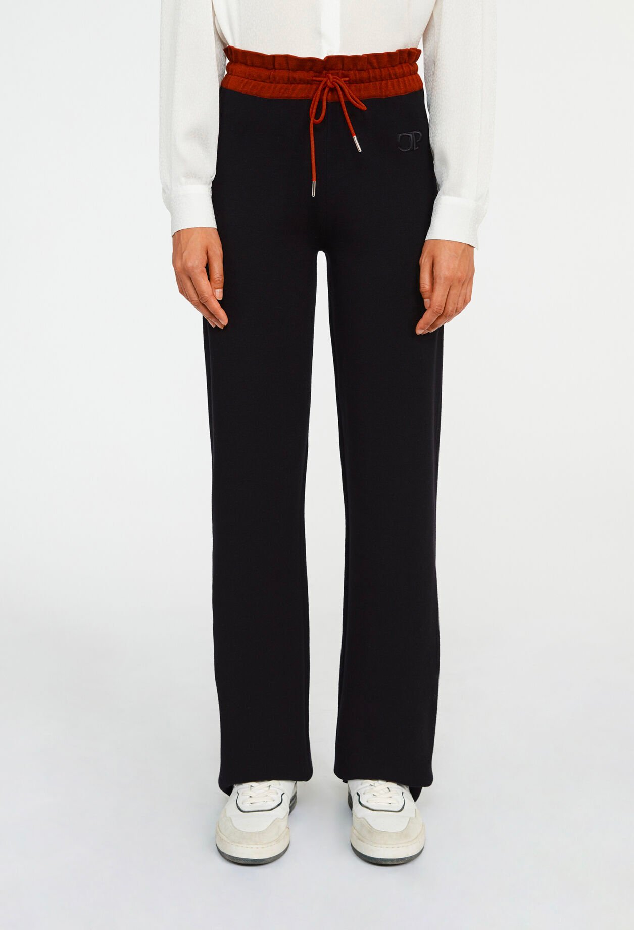 Pantalon bicolore large maille bicolore