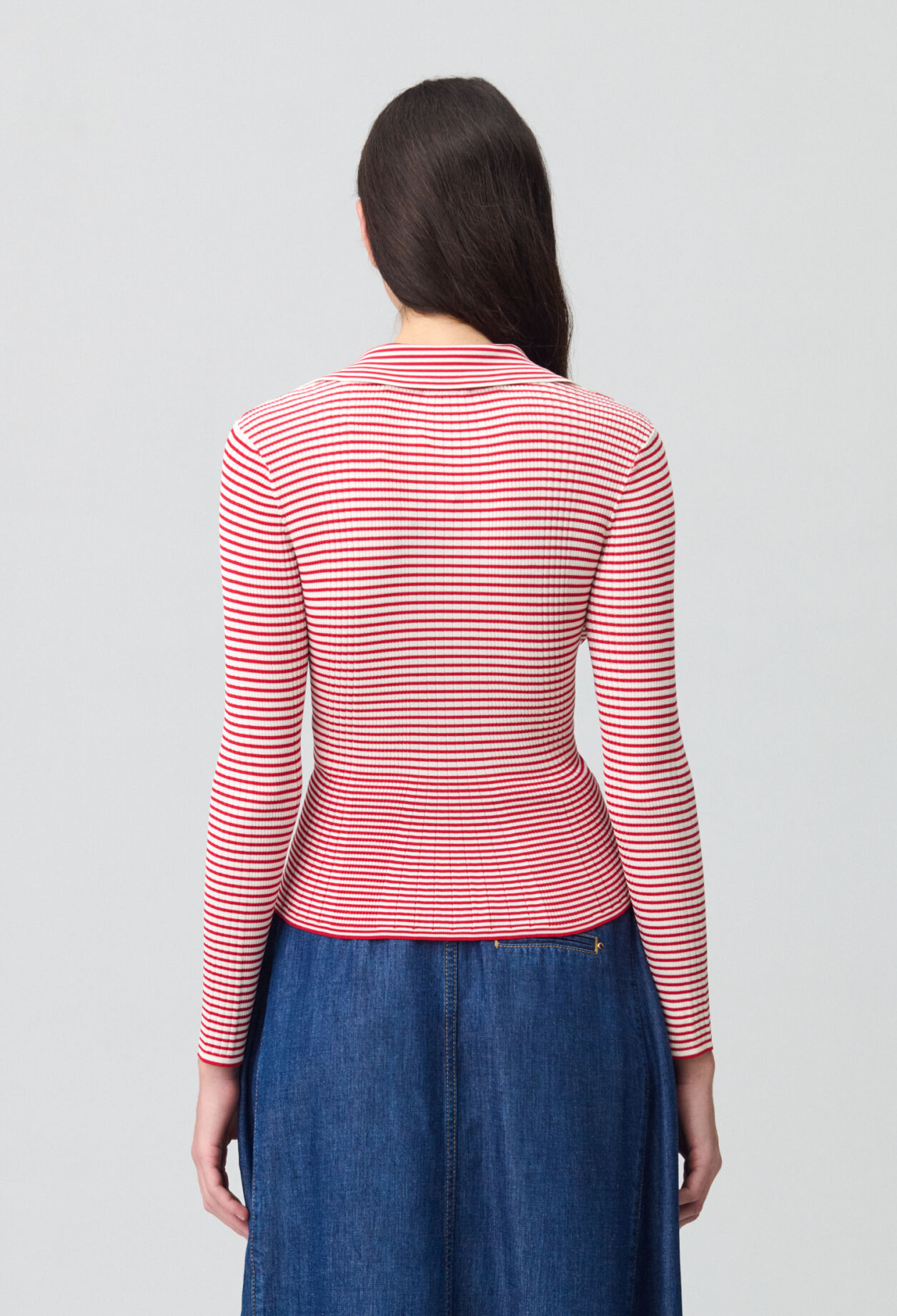 Top maille fine rayé volants